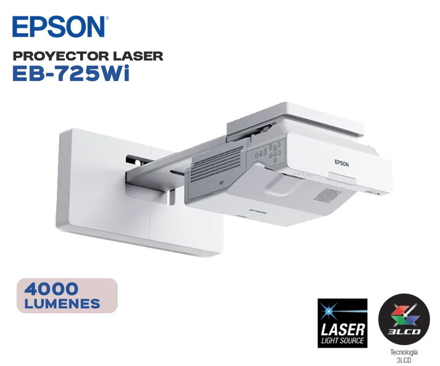 Proyector Epson Laser Interactivo EB-725Wi 4000Lumenes HDMI+VGA